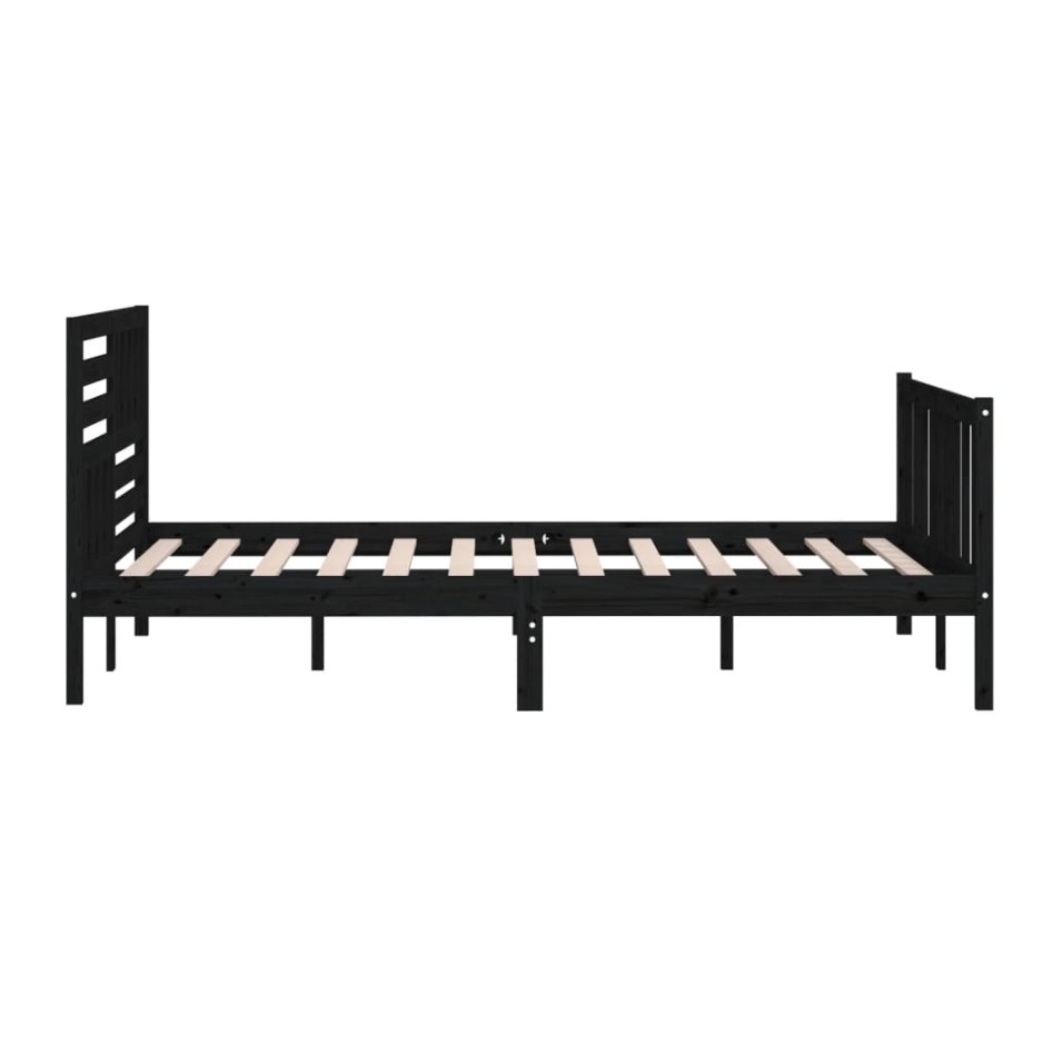 Estructura de cama de madera maciza negra 140x200