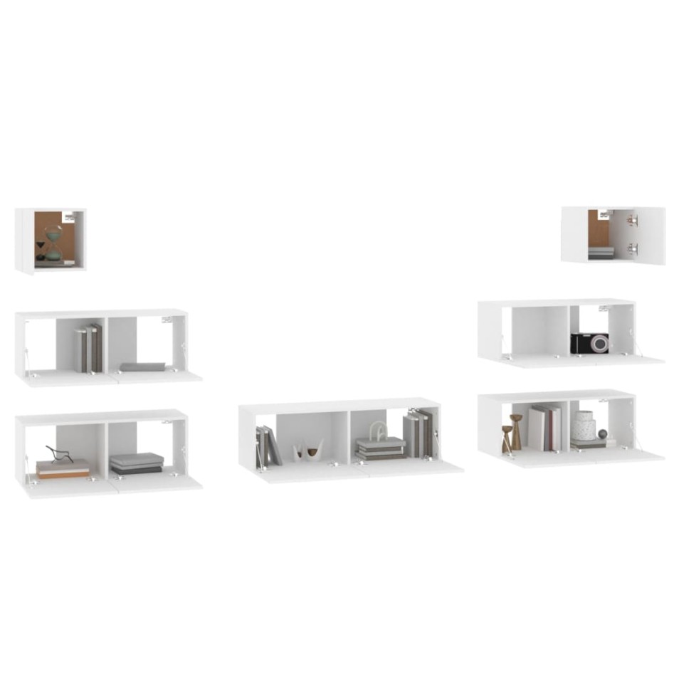 Set de muebles para TV 7 piezas madera contrachapada