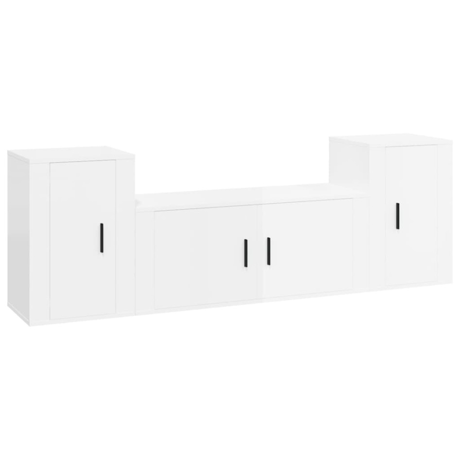 Set de muebles de TV 3 pzas madera contrachapada blanco