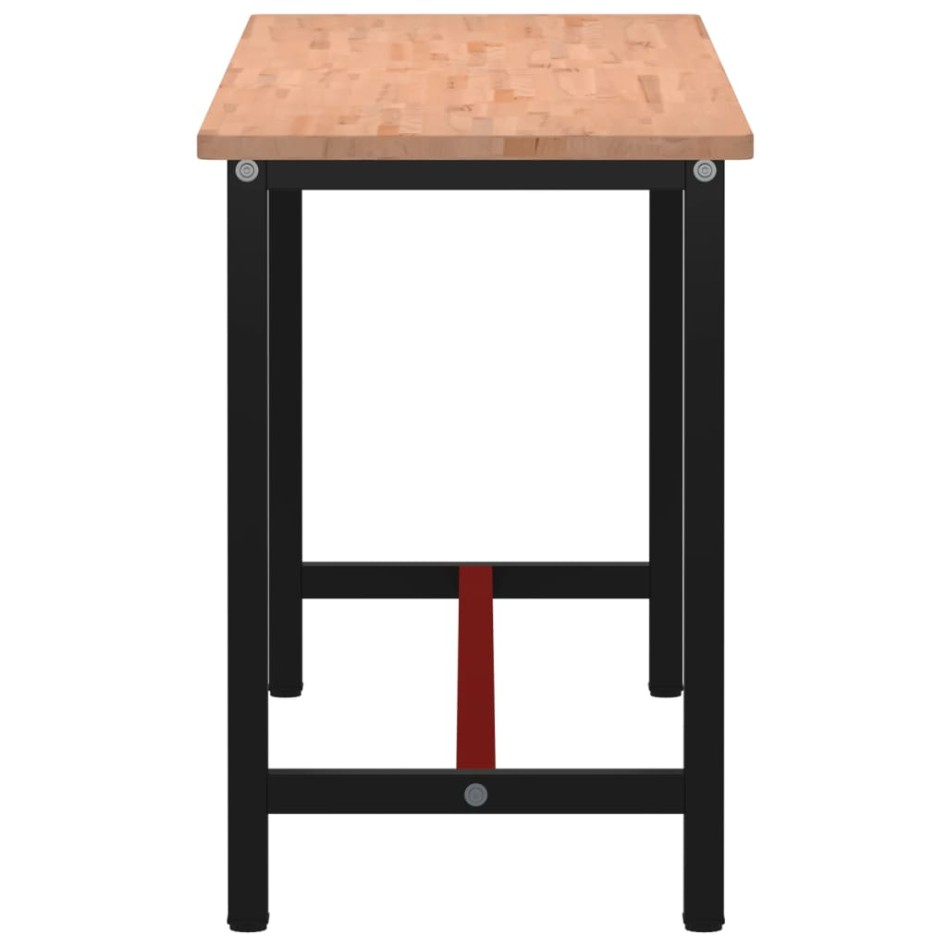 Banco de trabajo madera maciza de haya y metal 180x55x81,5