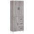 Aparador alto madera contrachapada gris sonoma 69,5x34x180