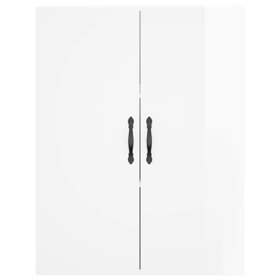 Aparador alto madera contrachapada blanco brillo 69,5x34x180