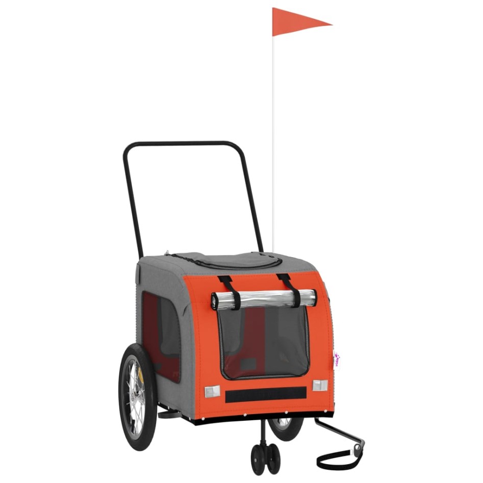 Remolque de bicicleta mascotas hierro tela Oxford naranja