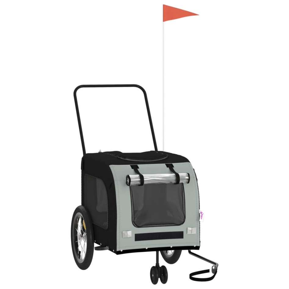 Remolque bicicleta para mascotas hierro tela Oxford negro