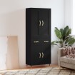 Aparador alto madera contrachapada negro 69,5x34x180 cm