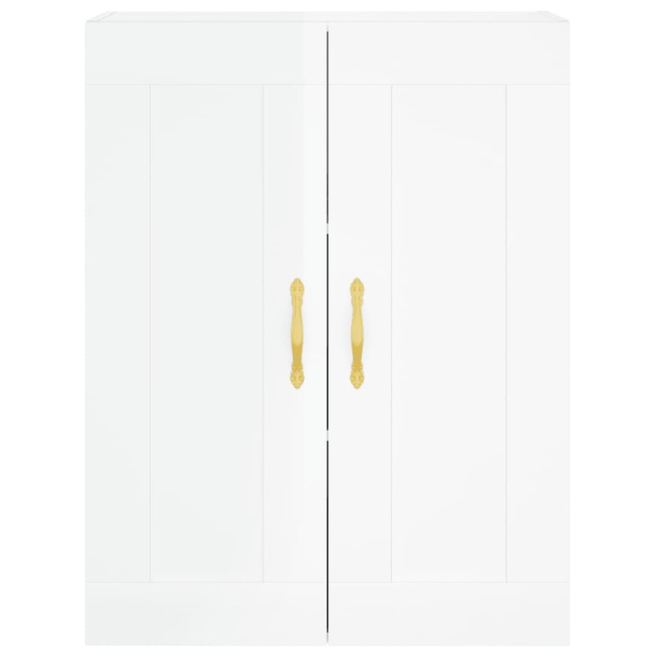 Aparador alto madera contrachapada blanco brillo 69,5x34x180