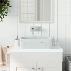 Lavabo sobre encimera rectangular cerámica blanco 46x35,5x13