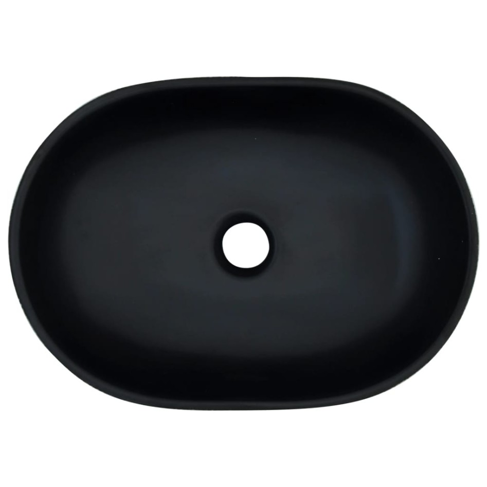Lavabo sobre encimera ovalado cerámica negro y gris 47x33x13