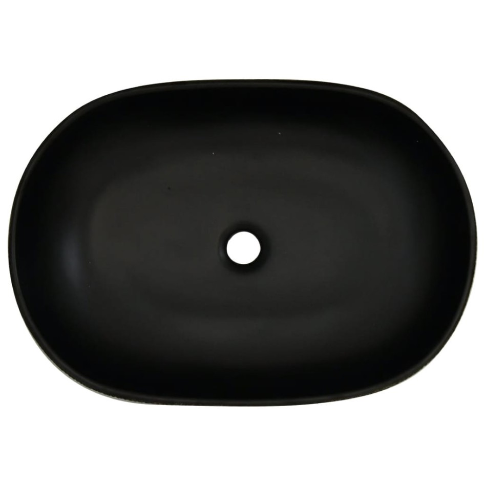 Lavabo sobre encimera ovalado cerámica gris y negro 59x40x14