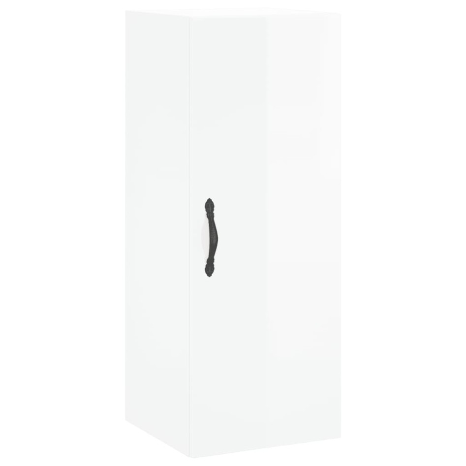 Aparador alto madera contrachapada blanco brillo 34,5x34x180