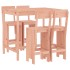 Mesa alta y taburetes de jardín 5 piezas madera maciza
