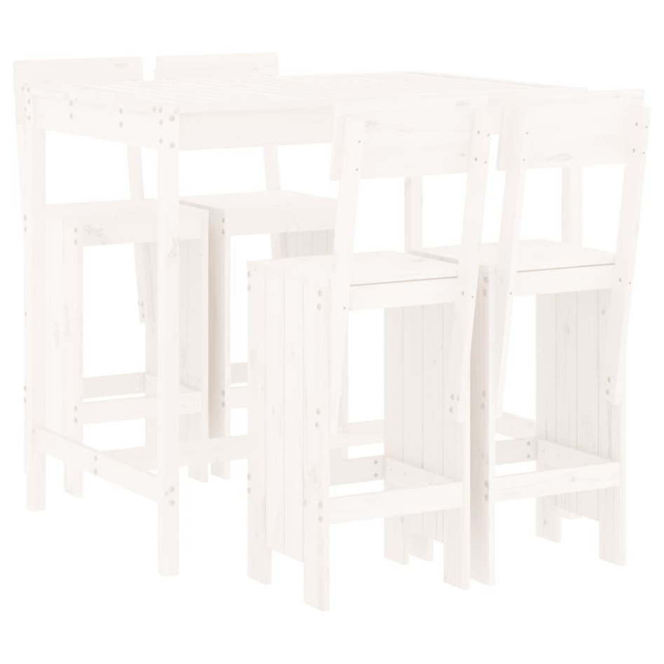 Set de mesa y taburetes altos jardín 5 pzas madera pino