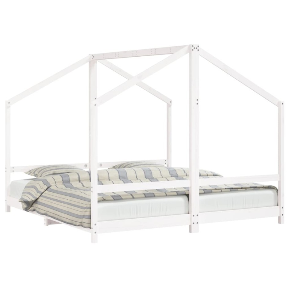 Estructura de cama para niños madera pino blanco 2x(90x190)