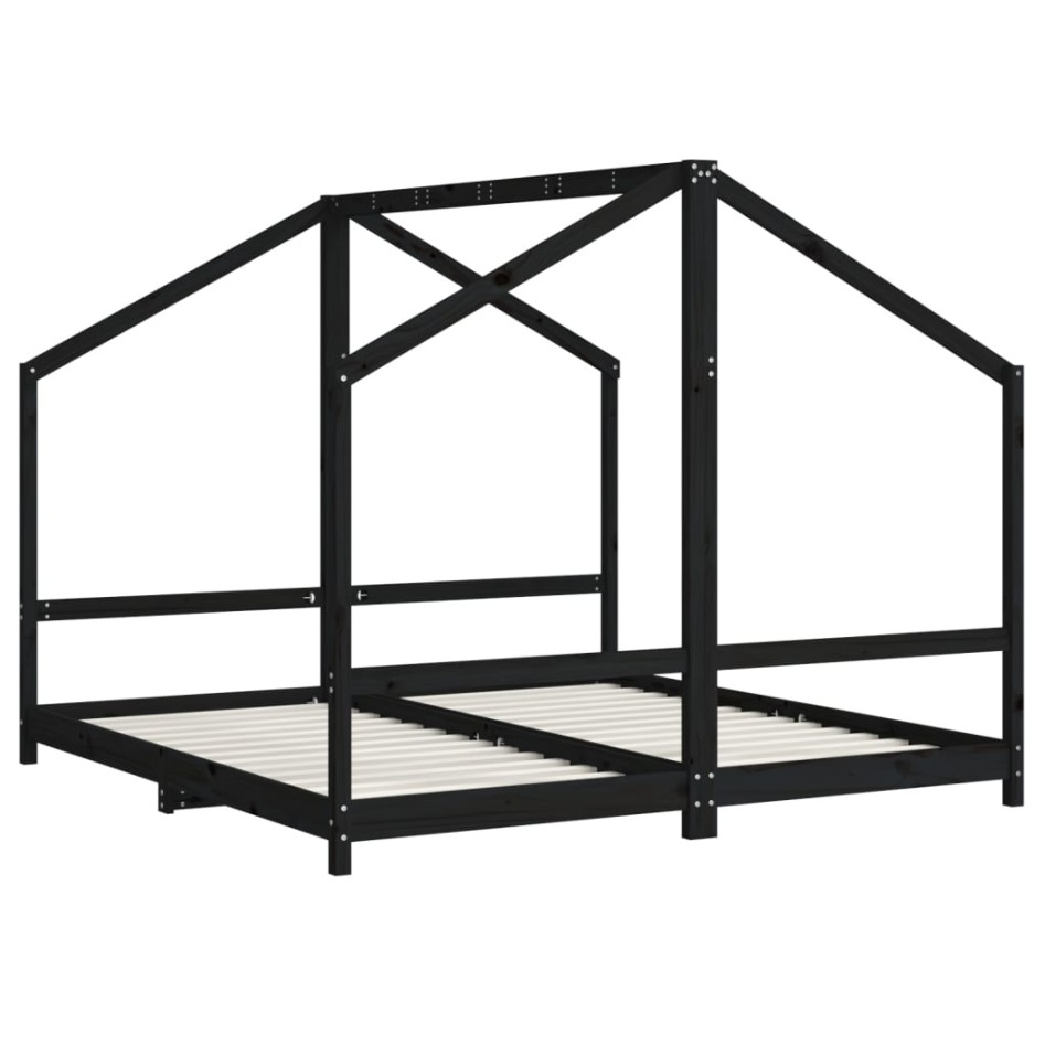 Estructura de cama de niños madera de pino negro 2x(90x190)