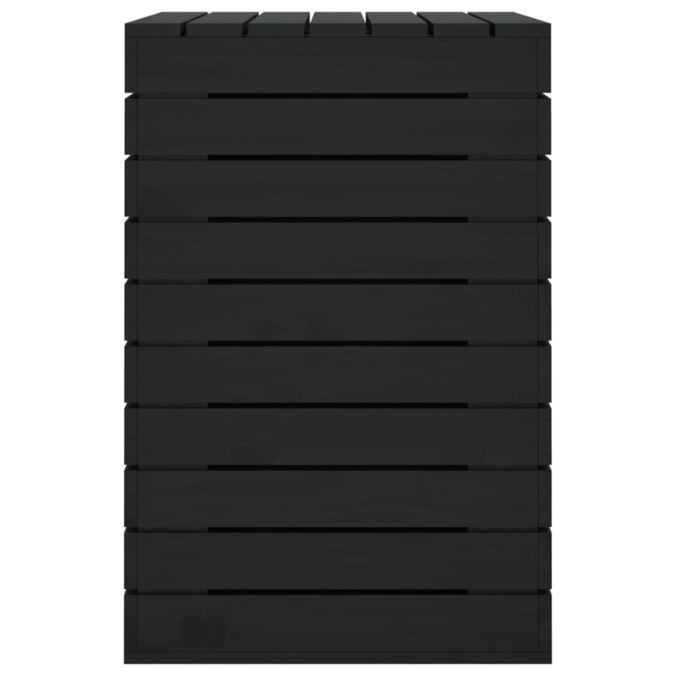 Cesto para la ropa sucia madera maciza pino negro 88,5x44x66