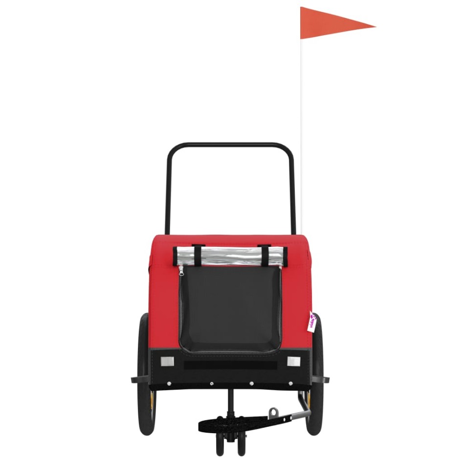 Remolque de bicicleta mascotas hierro tela Oxford rojo