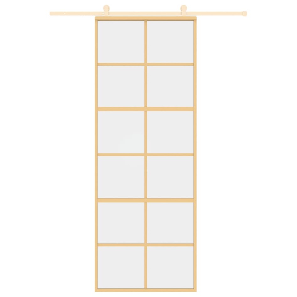 Puerta corredera dorada de vidrio ESG transparente y