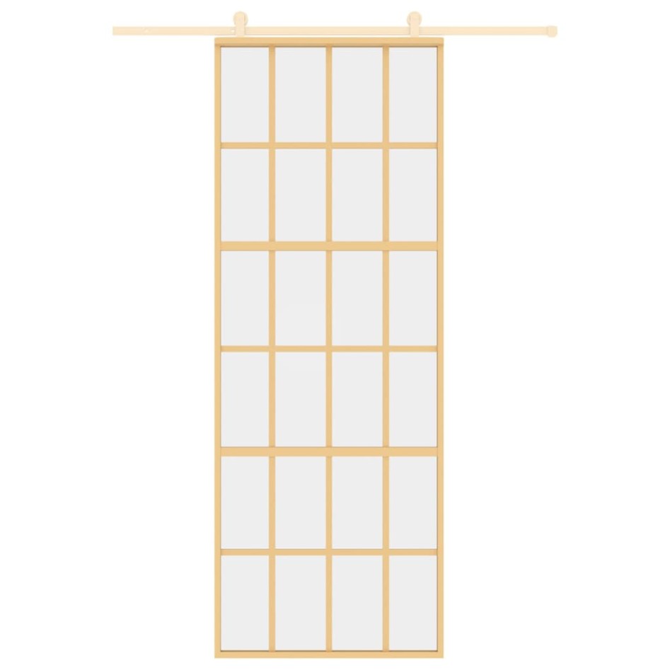Puerta corredera dorada de vidrio ESG transparente y