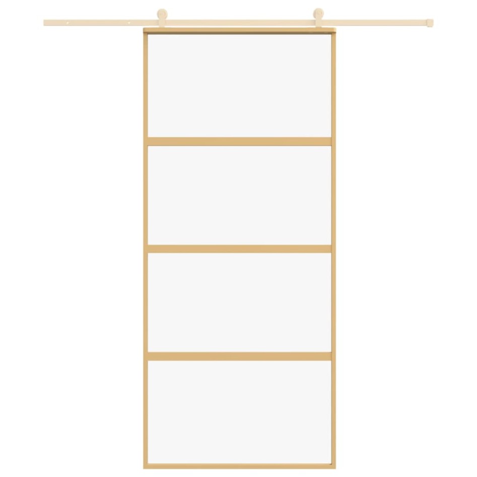 Puerta corredera dorada de vidrio ESG transparente y