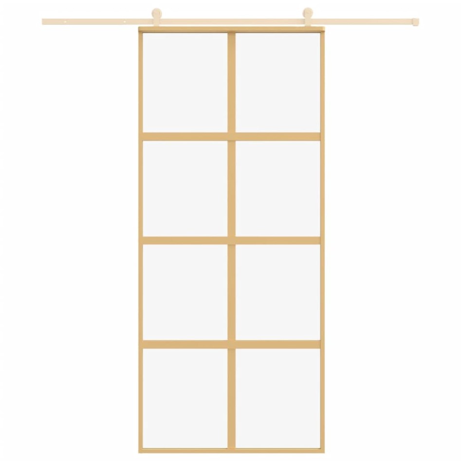 Puerta corredera dorada de vidrio ESG transparente y