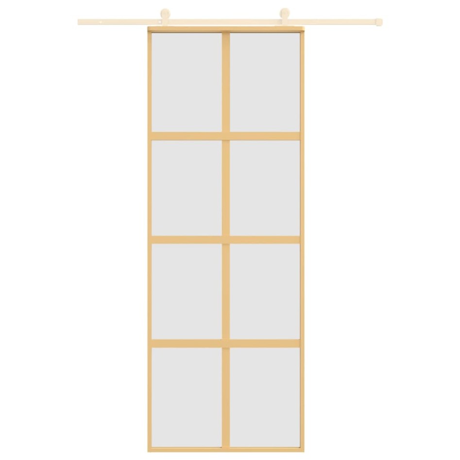 Puerta corredera dorada vidrio ESG esmerilado aluminio
