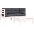 Juego de muebles de jardín 3 pzas y cojines blanco madera