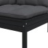 Juego muebles de jardín 3 pzas cojines negro madera pino