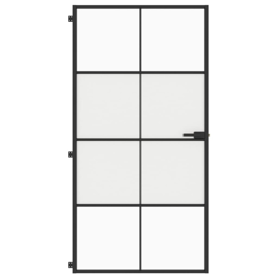 Puerta interior delgada negra vidrio y aluminio 102,5x201,5