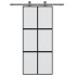Puerta corredera vidrio templado y aluminio negra 90x205