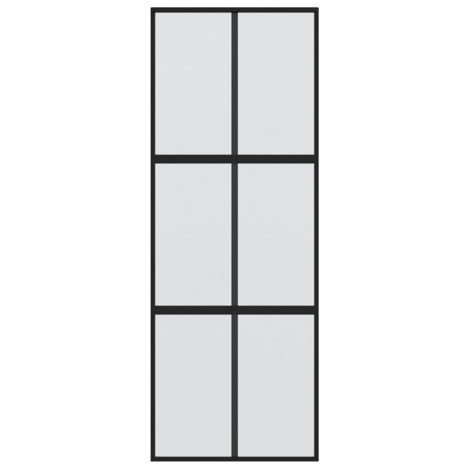 Puerta corredera vidrio templado y aluminio negra 90x205