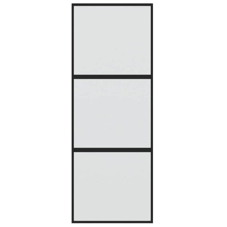 Puerta corredera vidrio templado y aluminio negra 76x205