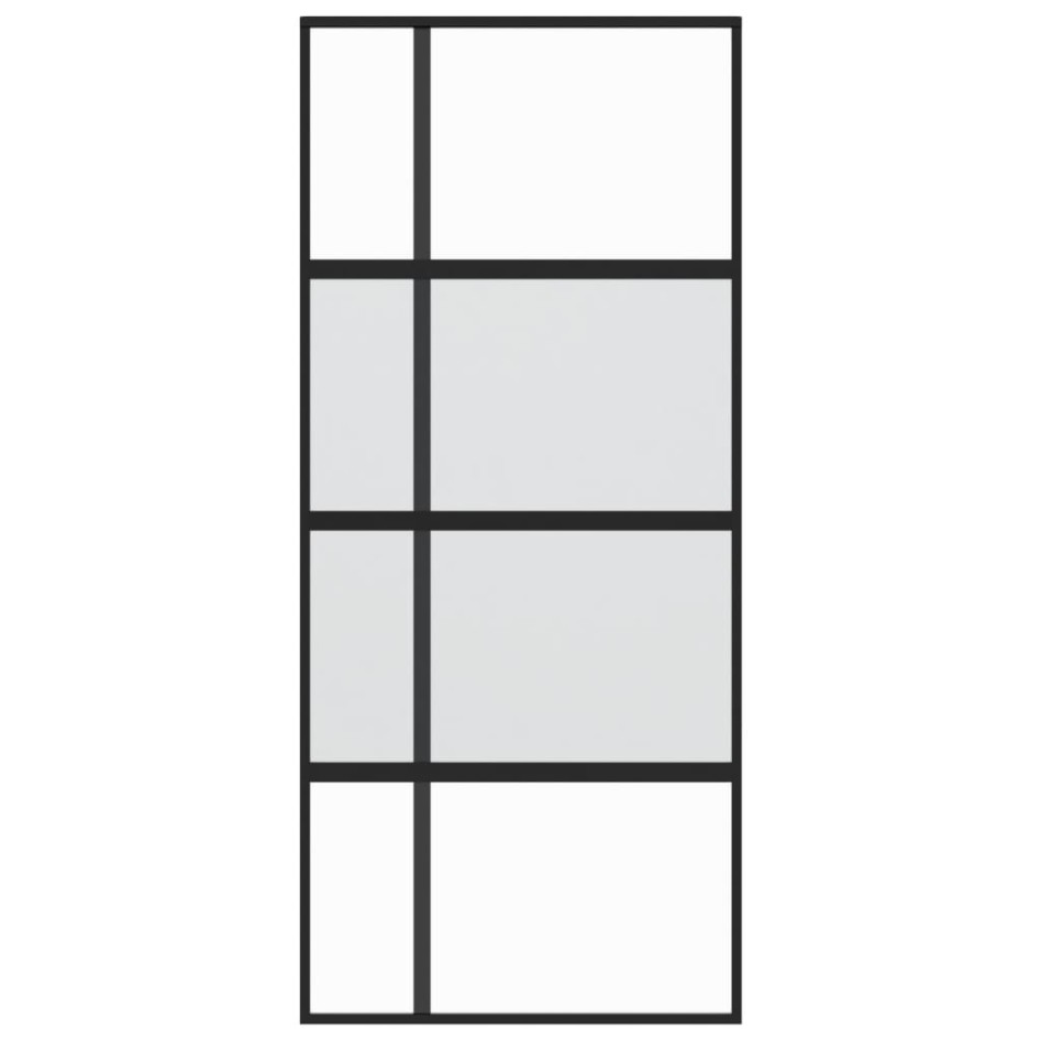 Puerta corredera vidrio templado y aluminio negra 90x205