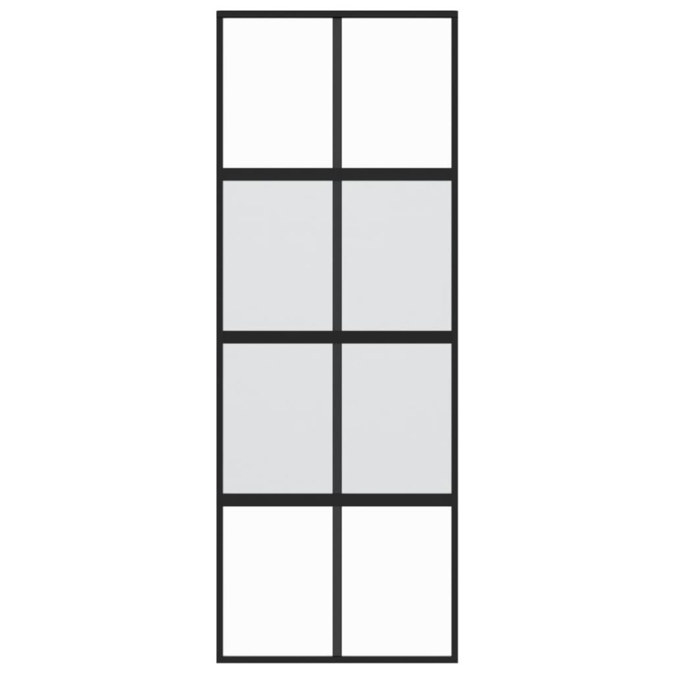 Puerta corredera vidrio templado y aluminio negra 76x205