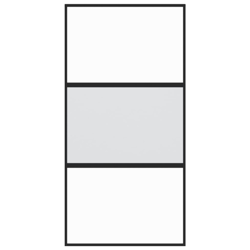 Puerta corredera vidrio templado y aluminio negra 102,5x205