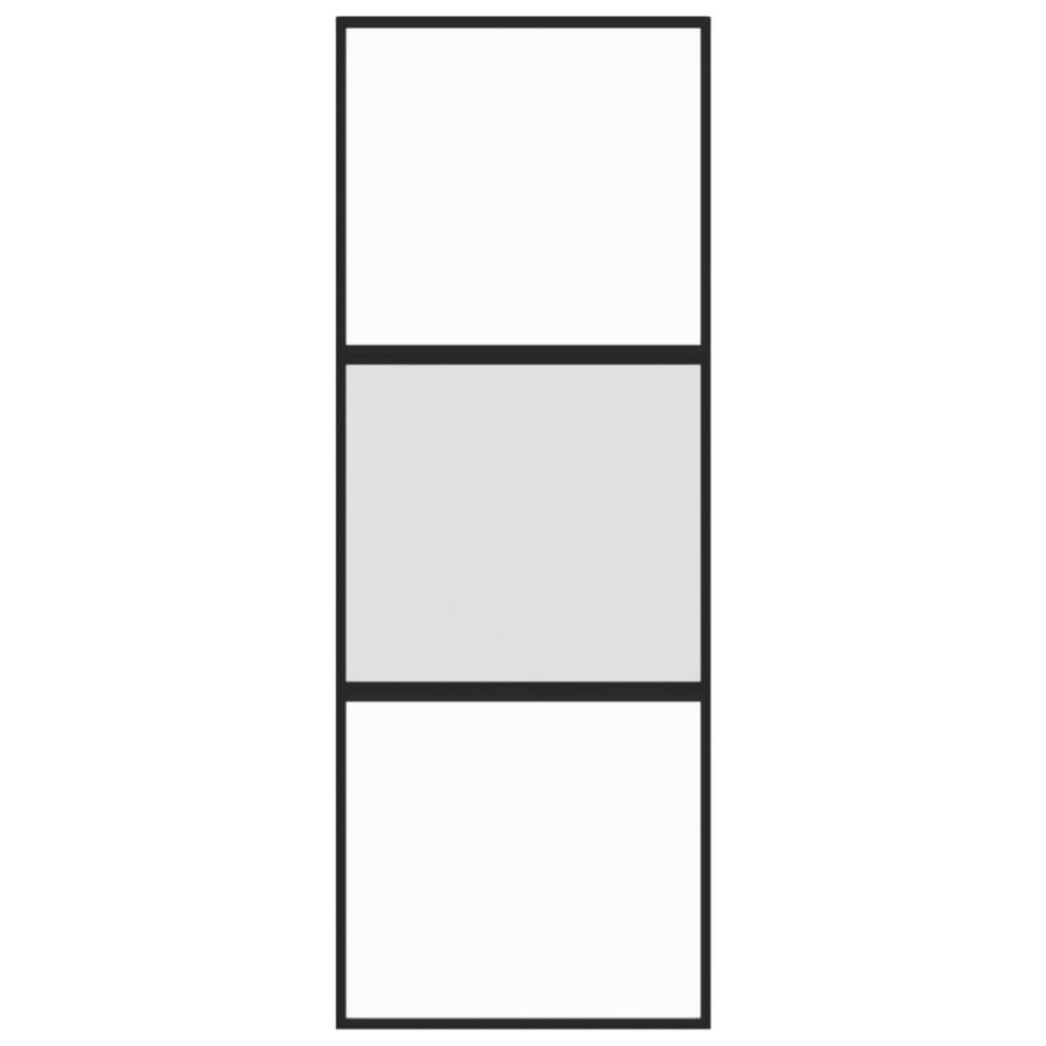 Puerta corredera vidrio templado y aluminio negra 76x205