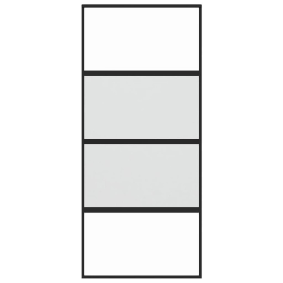 Puerta corredera vidrio templado y aluminio negra 90x205