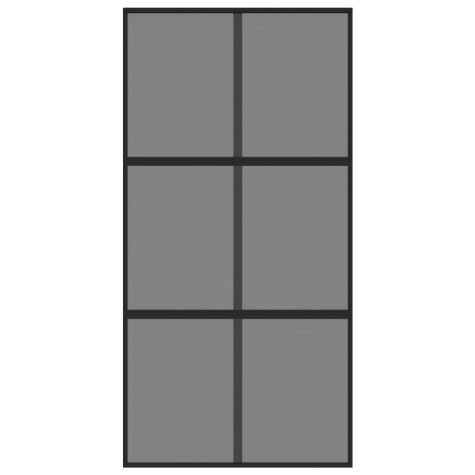 Puerta corredera vidrio templado y aluminio negra 102,5x205