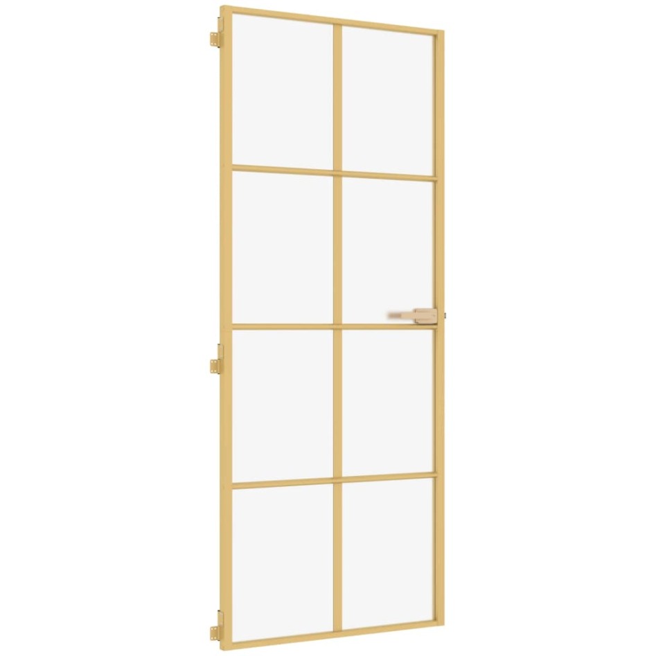 Puerta de interior dorada vidrio templado y aluminio