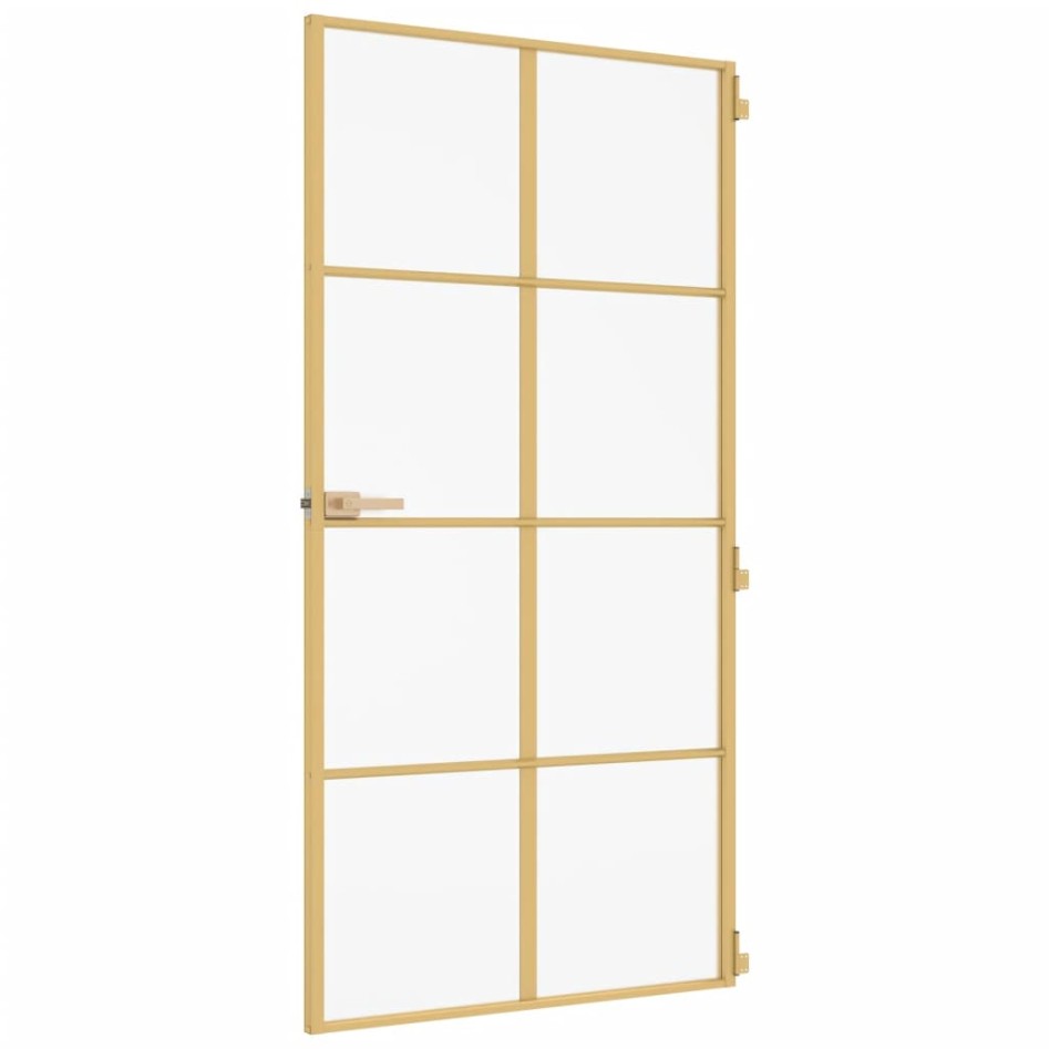 Puerta interior dorada vidrio templado aluminio 102,5x201,5