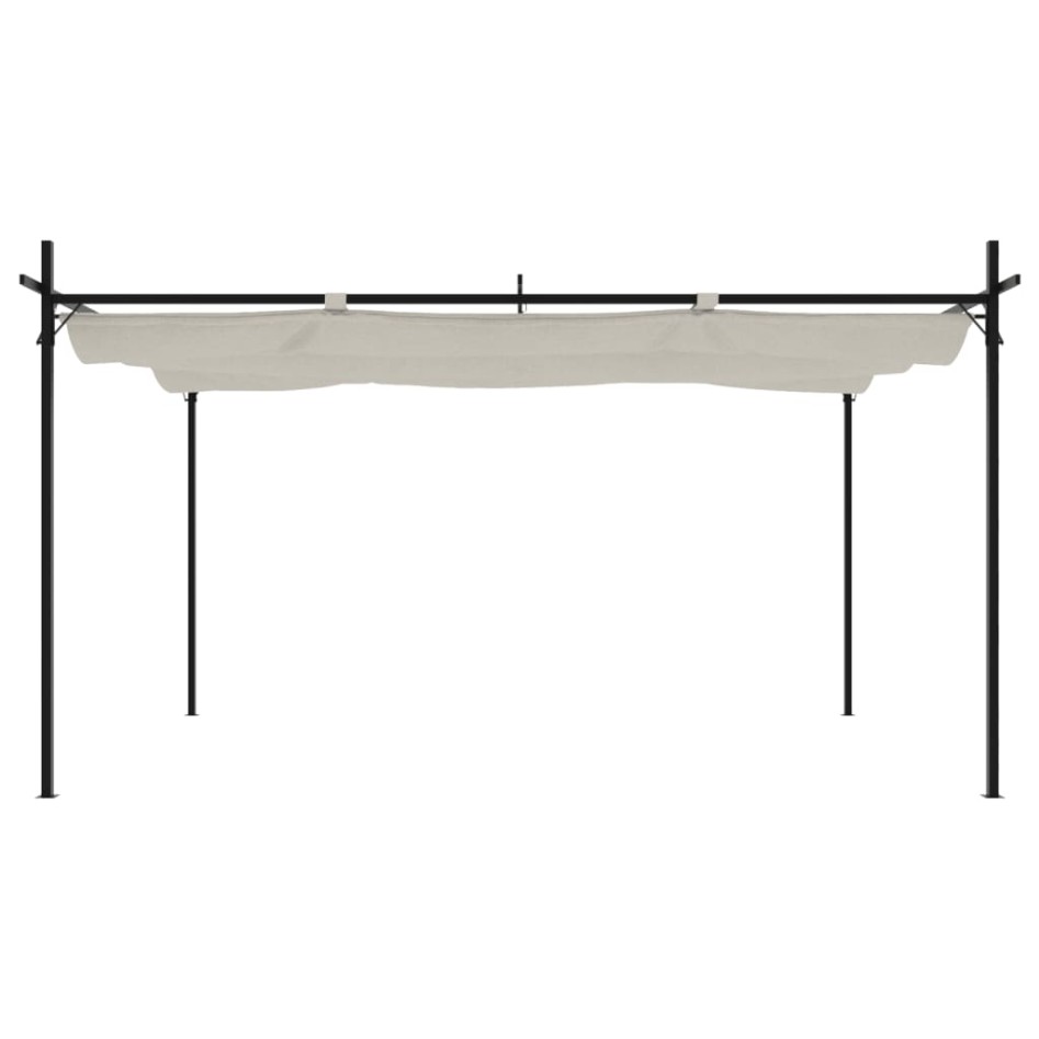 Pérgola con cubierta retráctil color crema 395x292x230