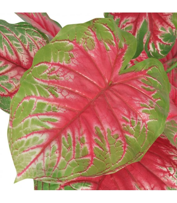 Planta de caladium artificial con macetero 70 cms verde y roja
