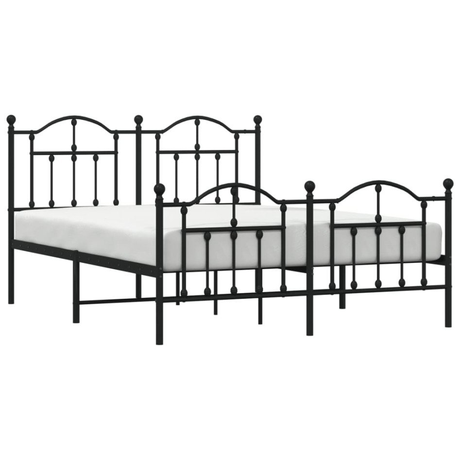 Estructura de cama cabecero y estribo metal negro 140x200