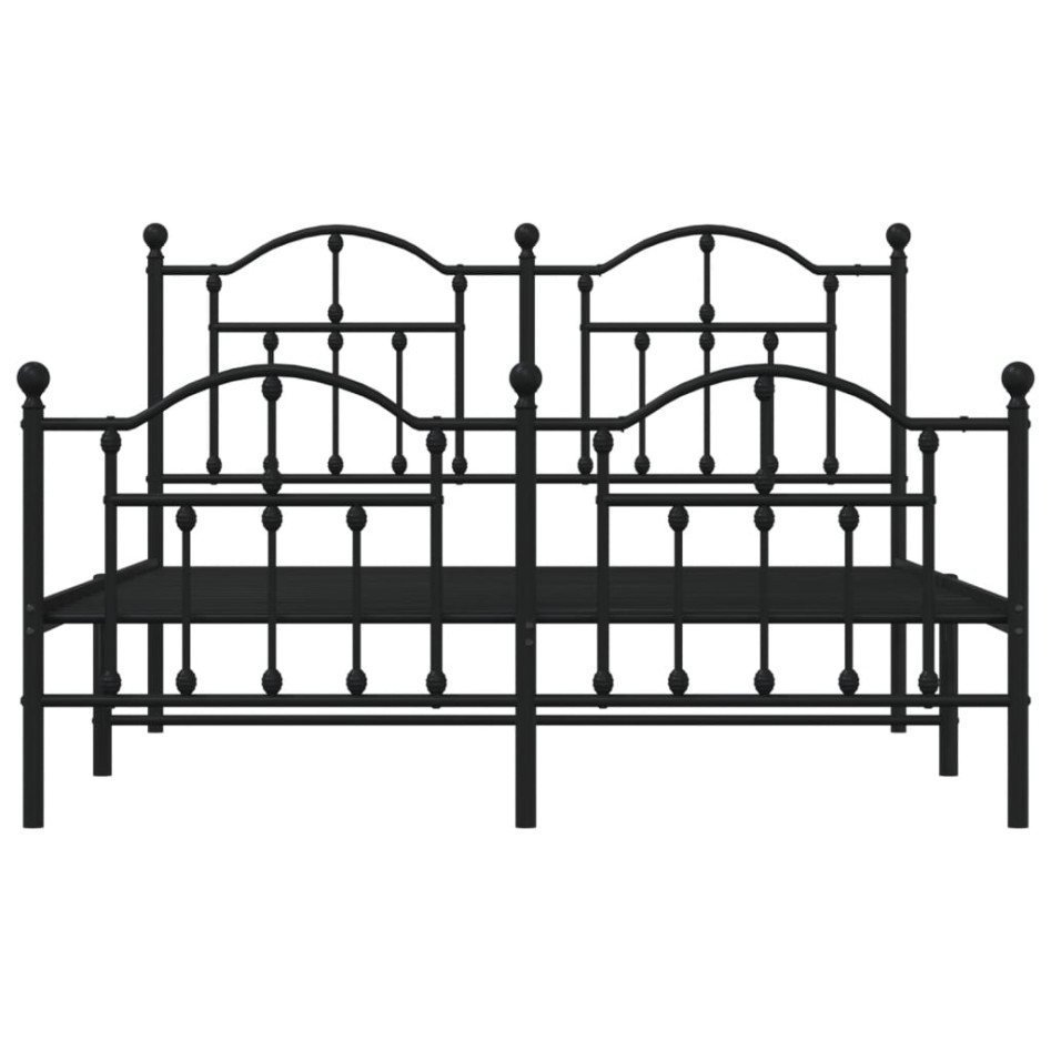 Estructura de cama cabecero y estribo metal negro 140x200