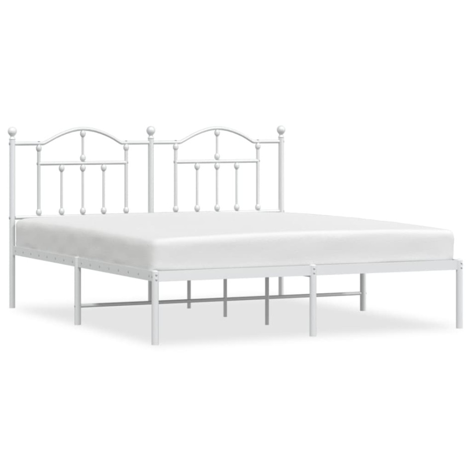 Estructura de cama con cabecero metal blanca 160x200