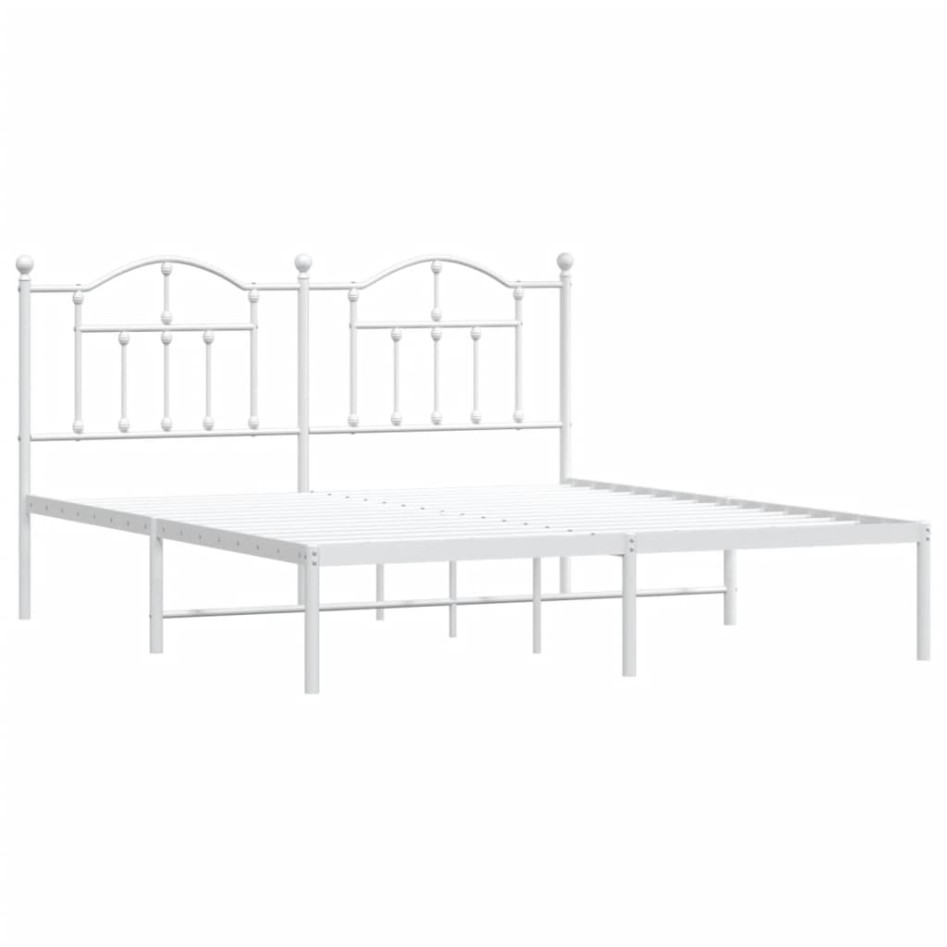 Estructura de cama con cabecero metal blanca 160x200