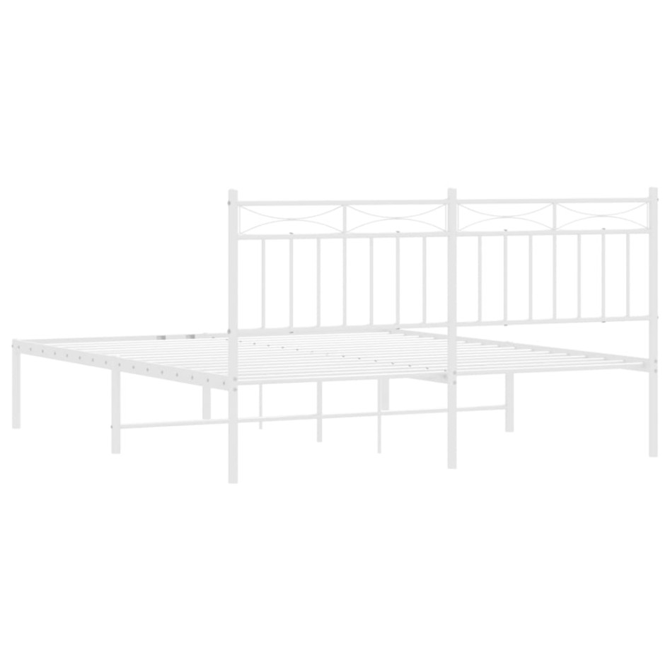 Estructura de cama con cabecero metal blanca 160x200