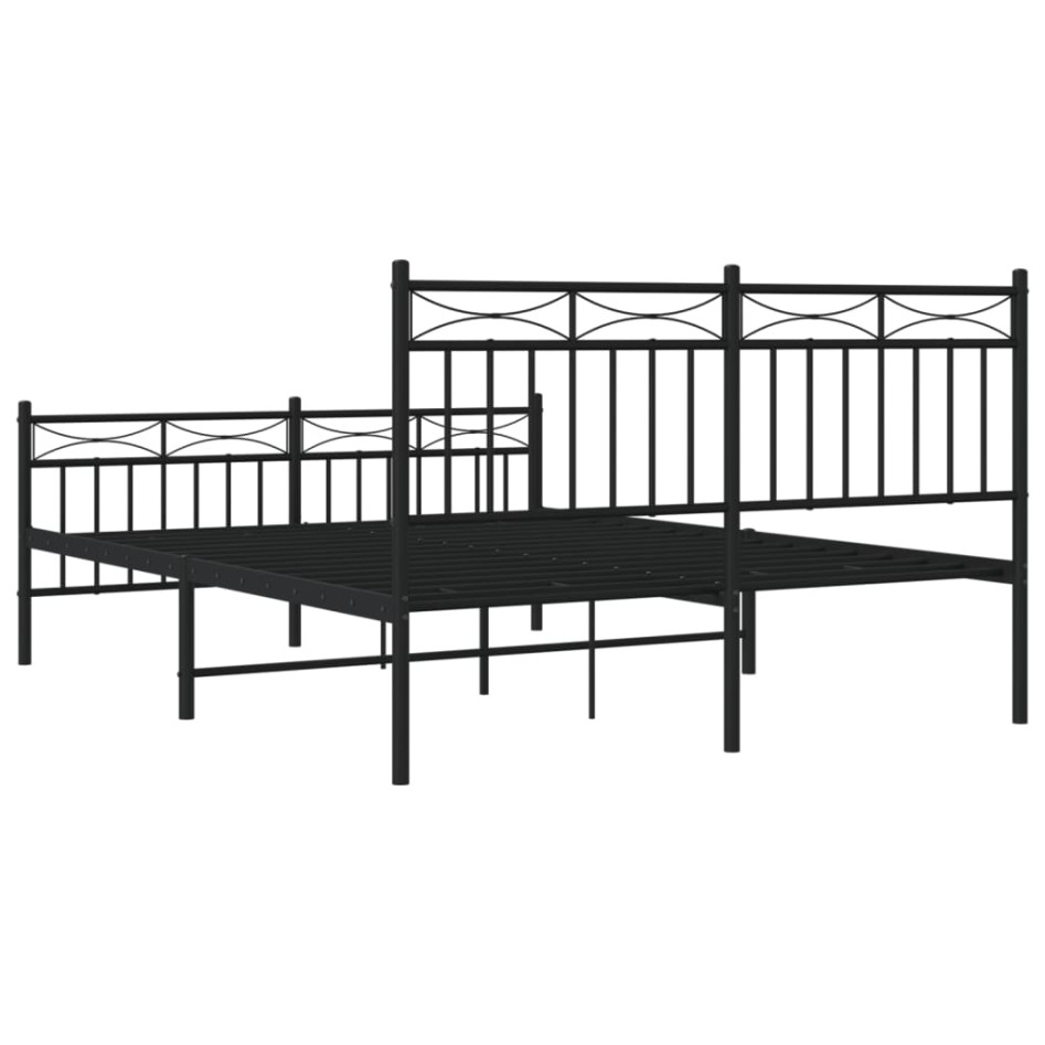 Estructura de cama cabecero y estribo metal negro 135x190