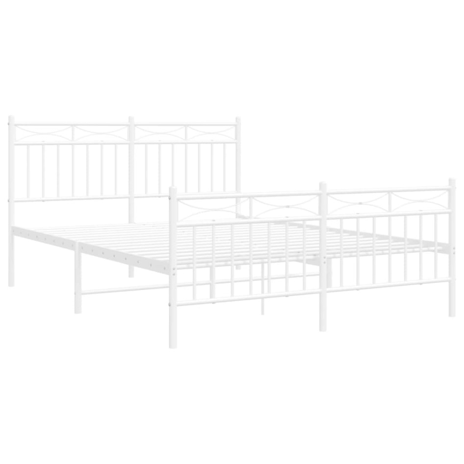 Estructura cama metal con cabecero y estribo blanco 135x190