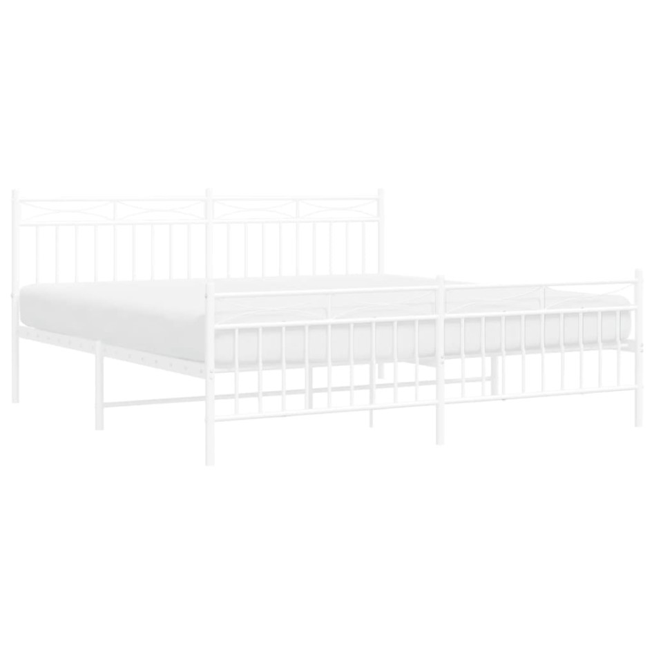 Estructura cama metal con cabecero y estribo blanco 180x200