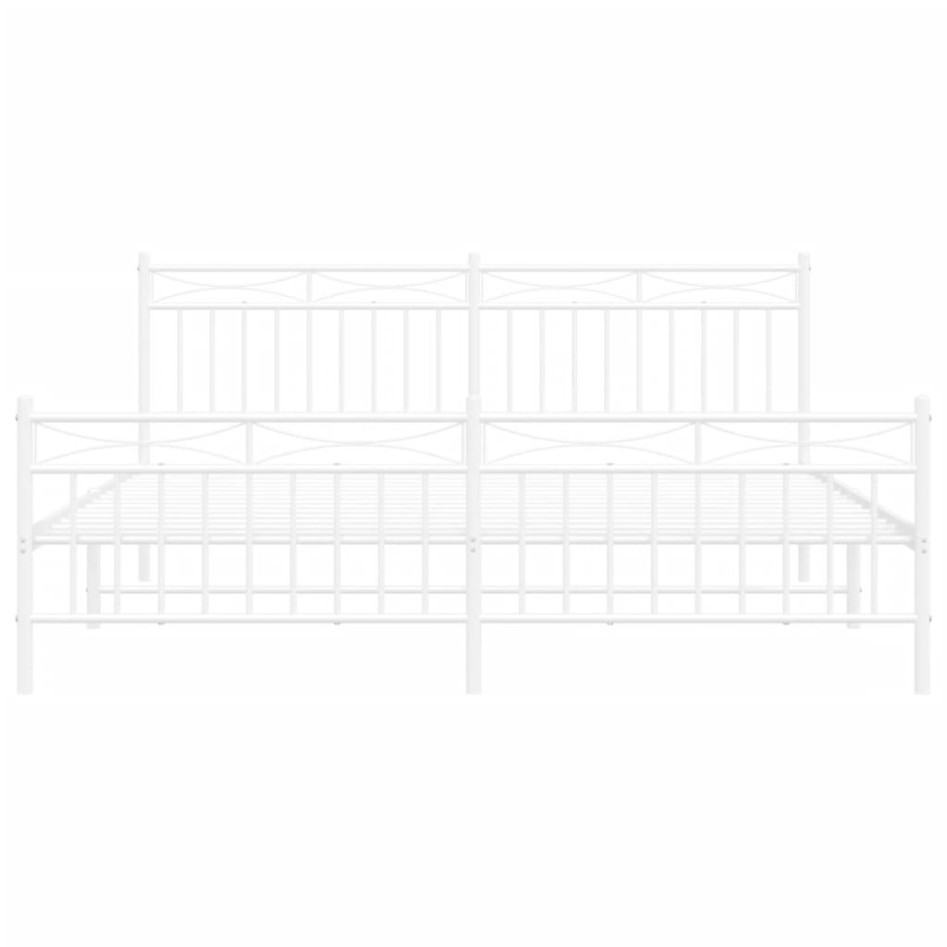 Estructura cama metal con cabecero y estribo blanco 180x200